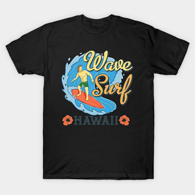 Wave Surf Hawaii T-Shirt by JabsCreative